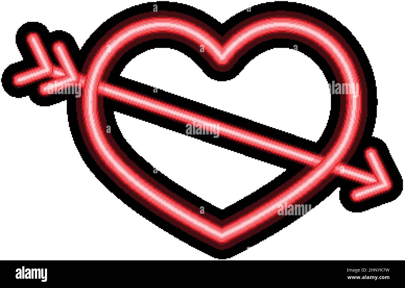 Heart with arrow neon light on white background illustration Stock ...