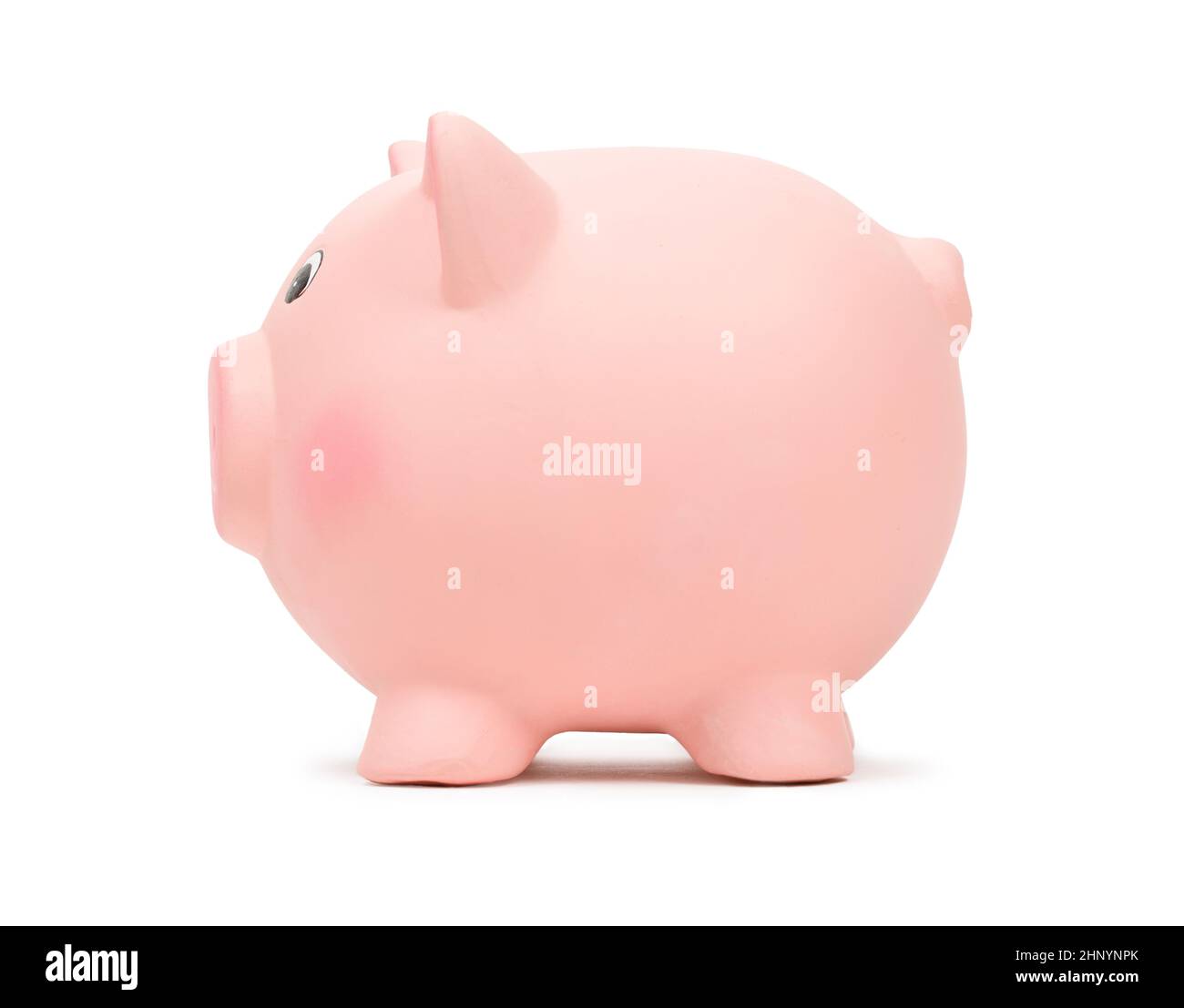 Pink ceramic piggy bank, side view, isolated on white background Stock ...
