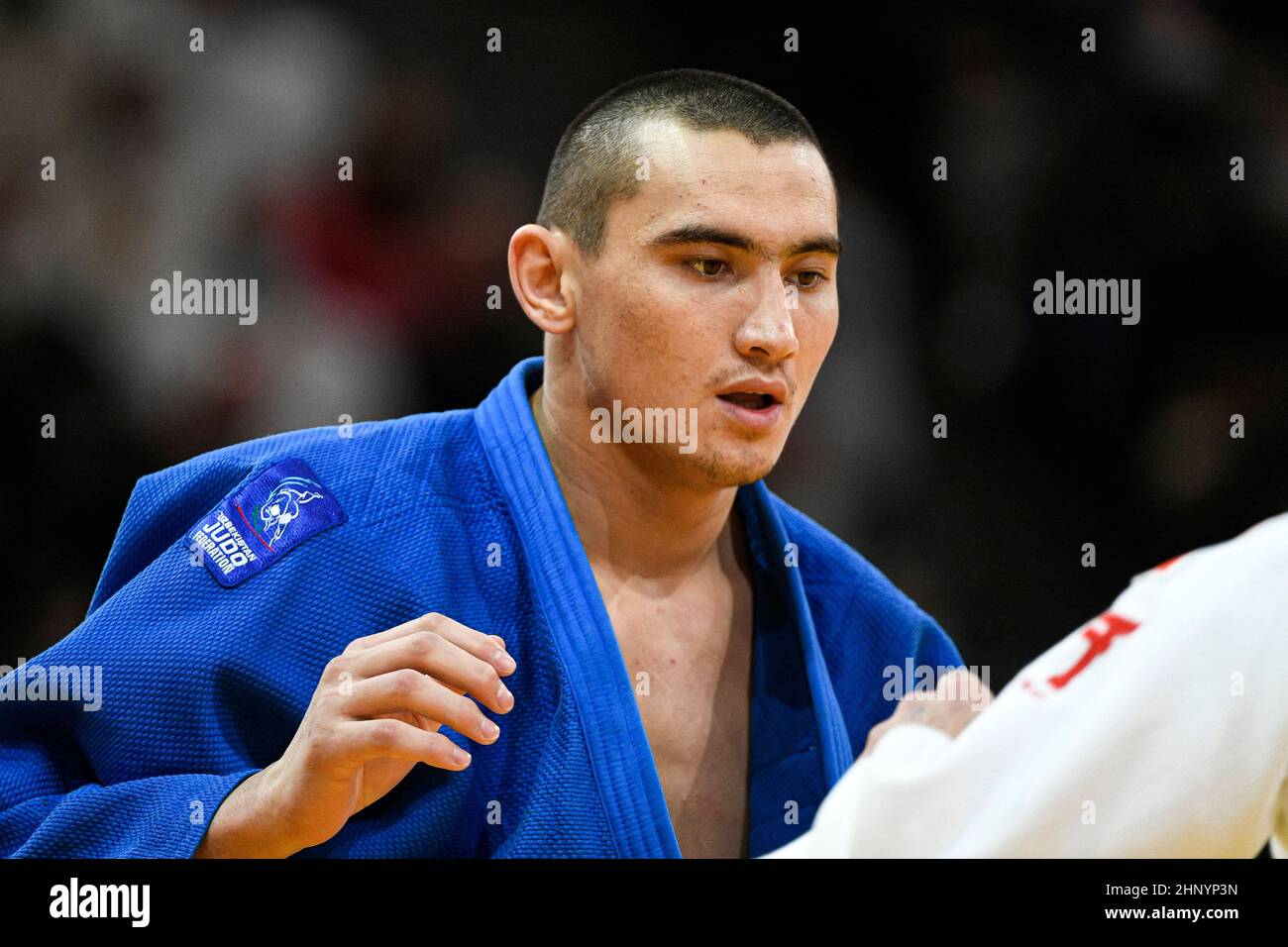 Men's 100 kg, Muzaffarbek Turoboyev of Uzbekistan competes and