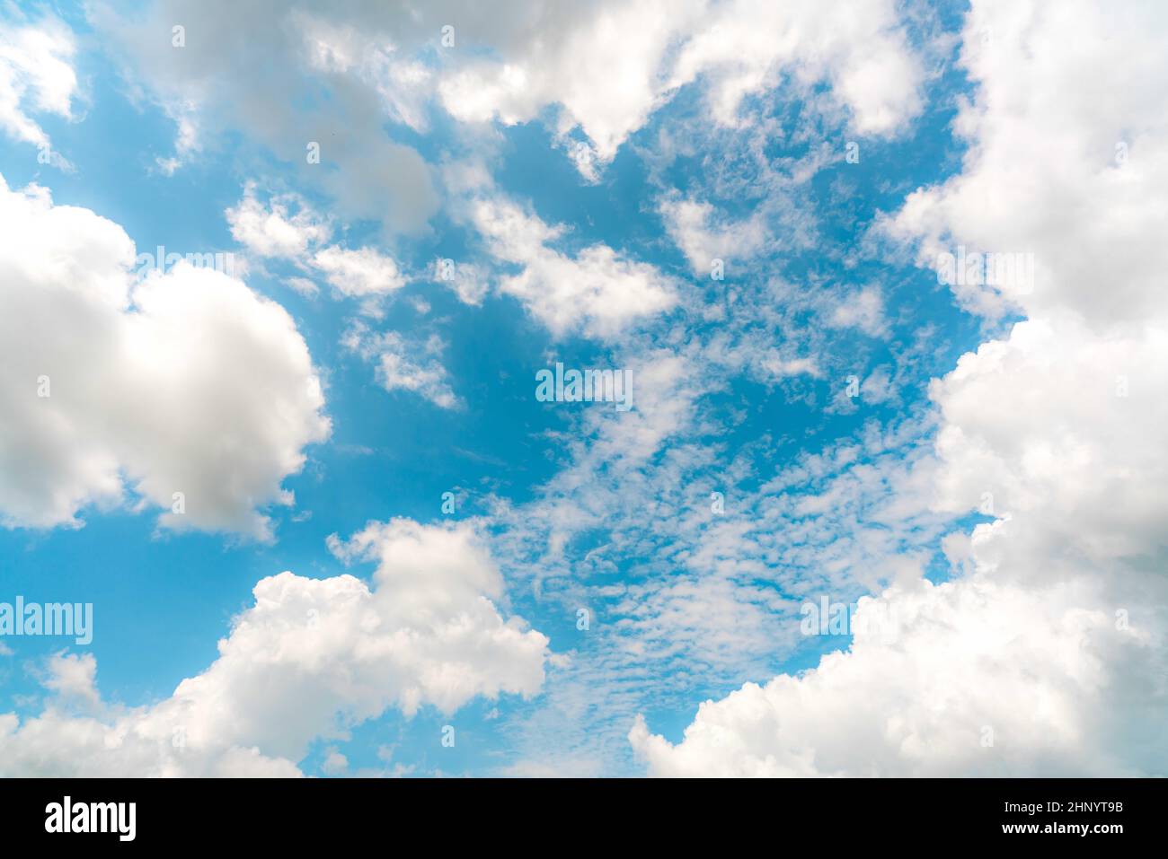 Beautiful blue sky and white cumulus clouds abstract background ...