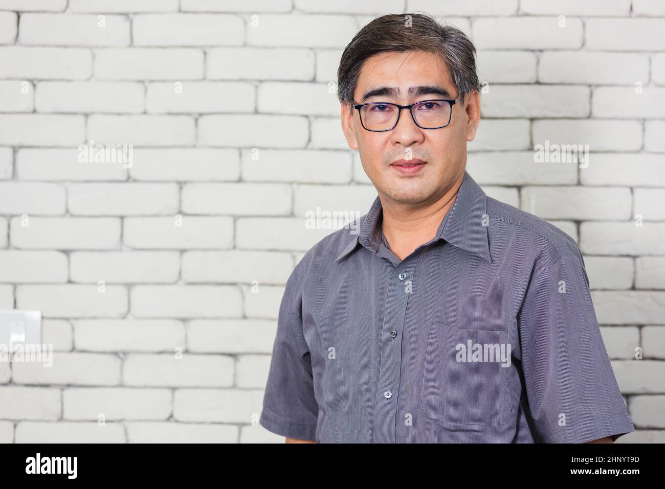 Portrait Of Asian Handsome Senior Elderly Man Wear Eyeglasses On White