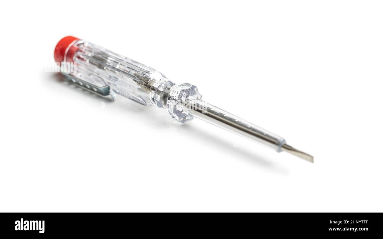 Electrical tester screwdriver isolated on white background Stock Photo