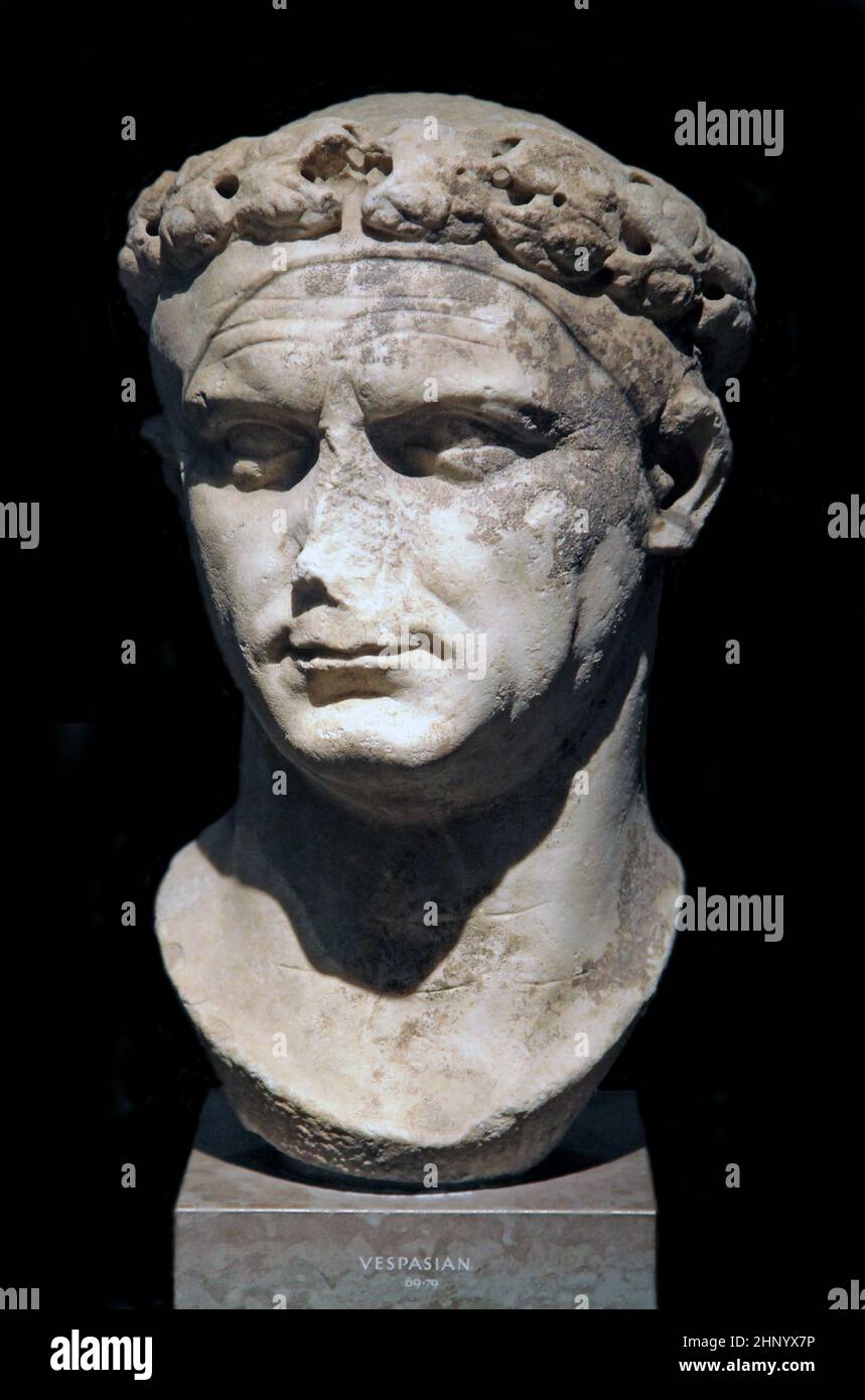 Portrait head of Nero, after his death transformed into Vespasian.Nero stefrt, Vespasianus is emperor. Stock Photo