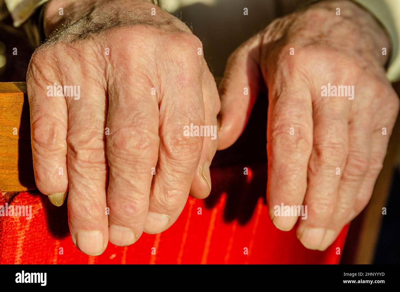 hands of the old man on a background Stock Photo