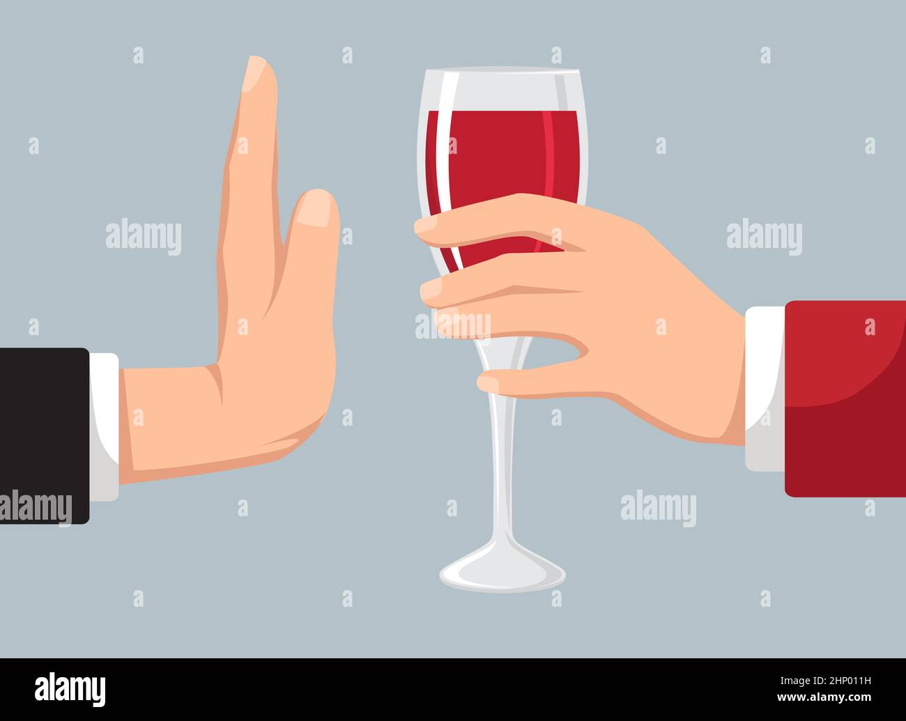 Healthy lifestyle and avoiding alcohol concept, refuse glass of wine ...