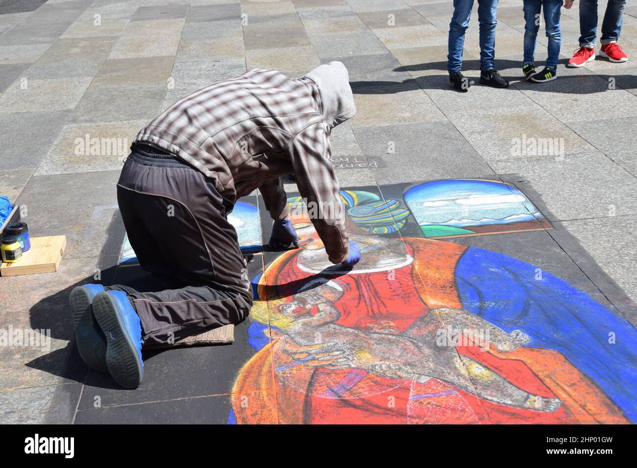 Plaster painting with chalk in Cologne Stock Photo Alamy