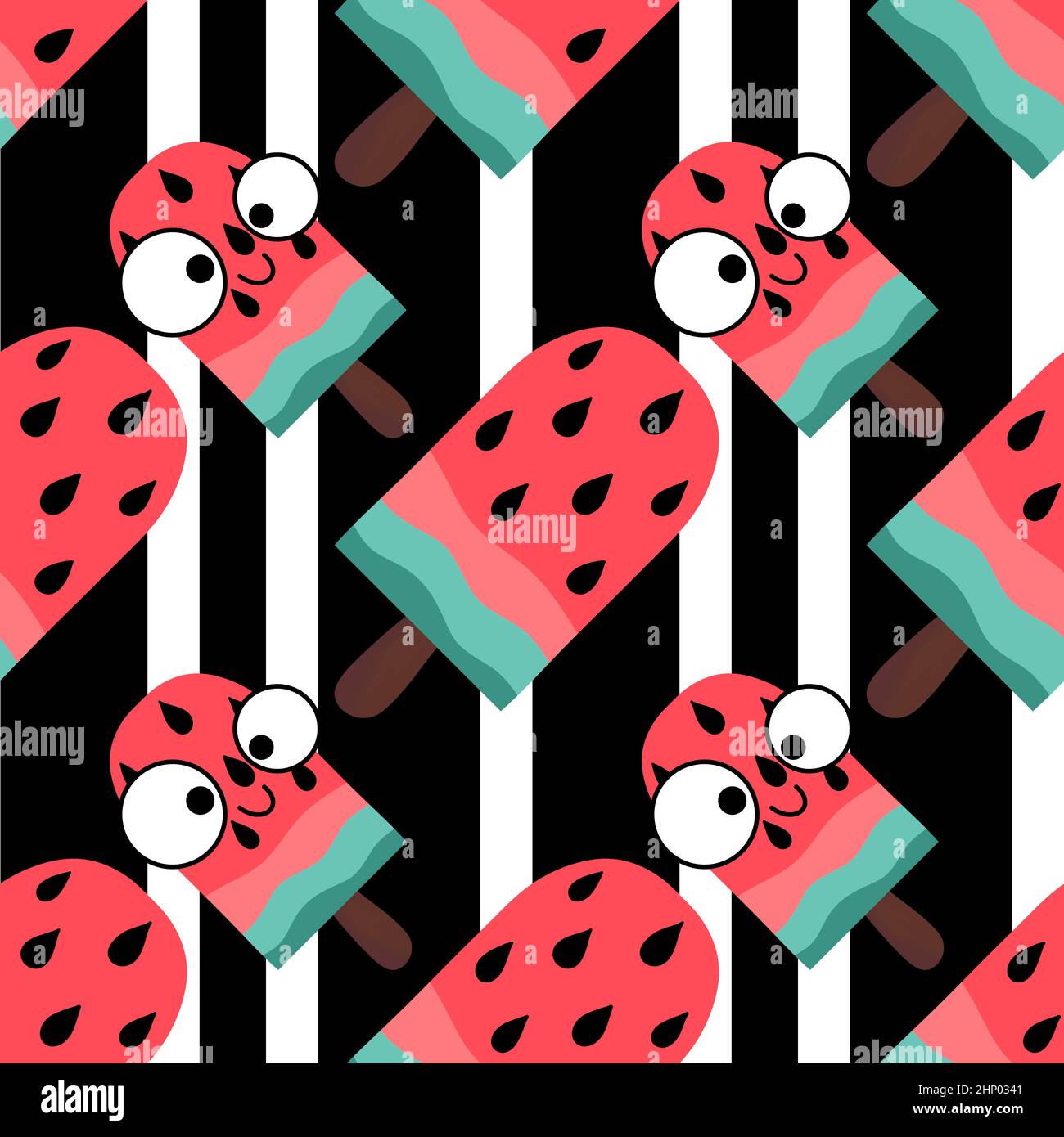 Summer seamless watermelon ice cream pattern for fabrics and packaging ...