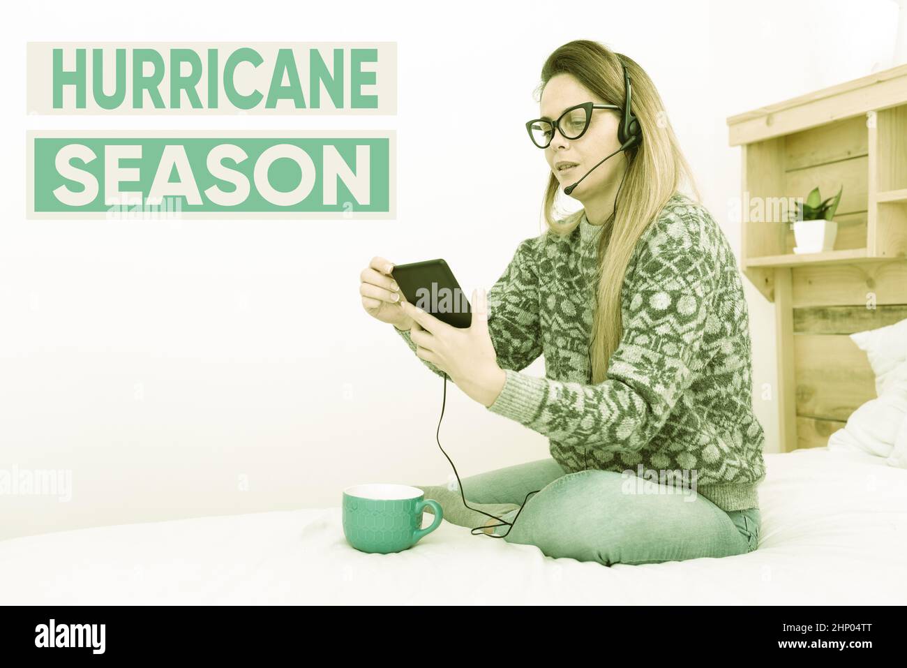 Conceptual display Hurricane Season, Concept meaning time when most tropical cyclones are expected to develop Entrepreneur Checking And Reading Emails Stock Photo
