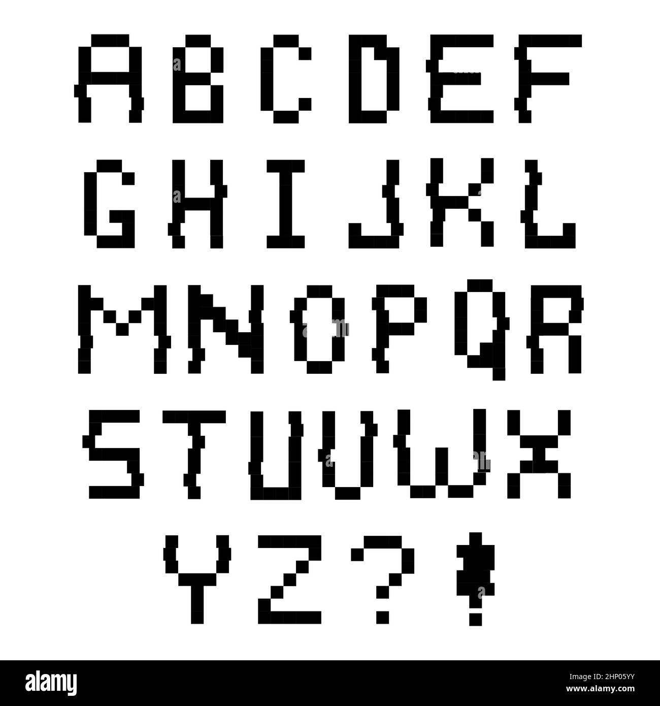Pixel retro font Video computer game design 8 bit letters and numbers Vector Stock Vector
