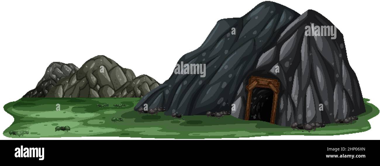 Isolated landscape with stone cave illustration Stock Vector Image ...
