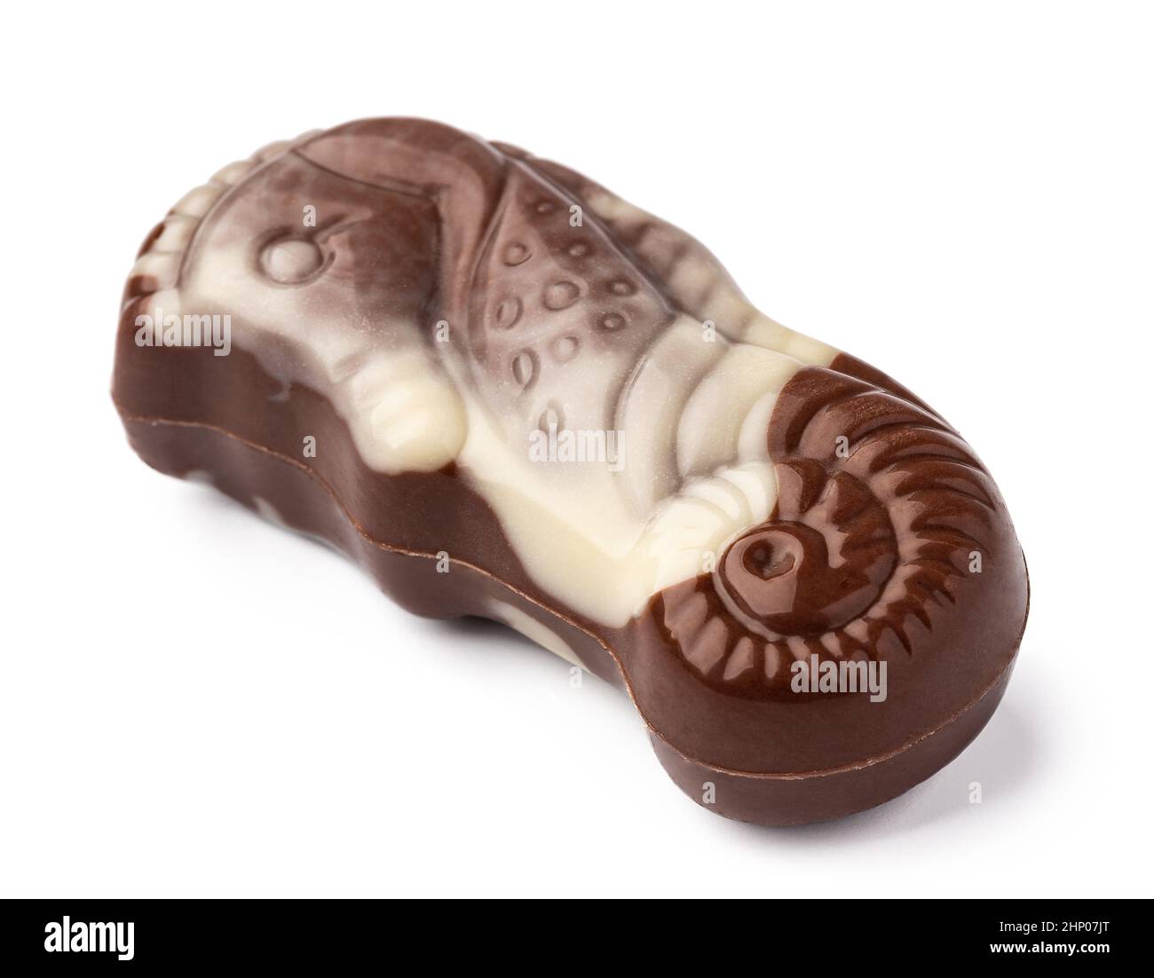 Chocolate sweets shaped as seashells isolated on white background Stock Photo