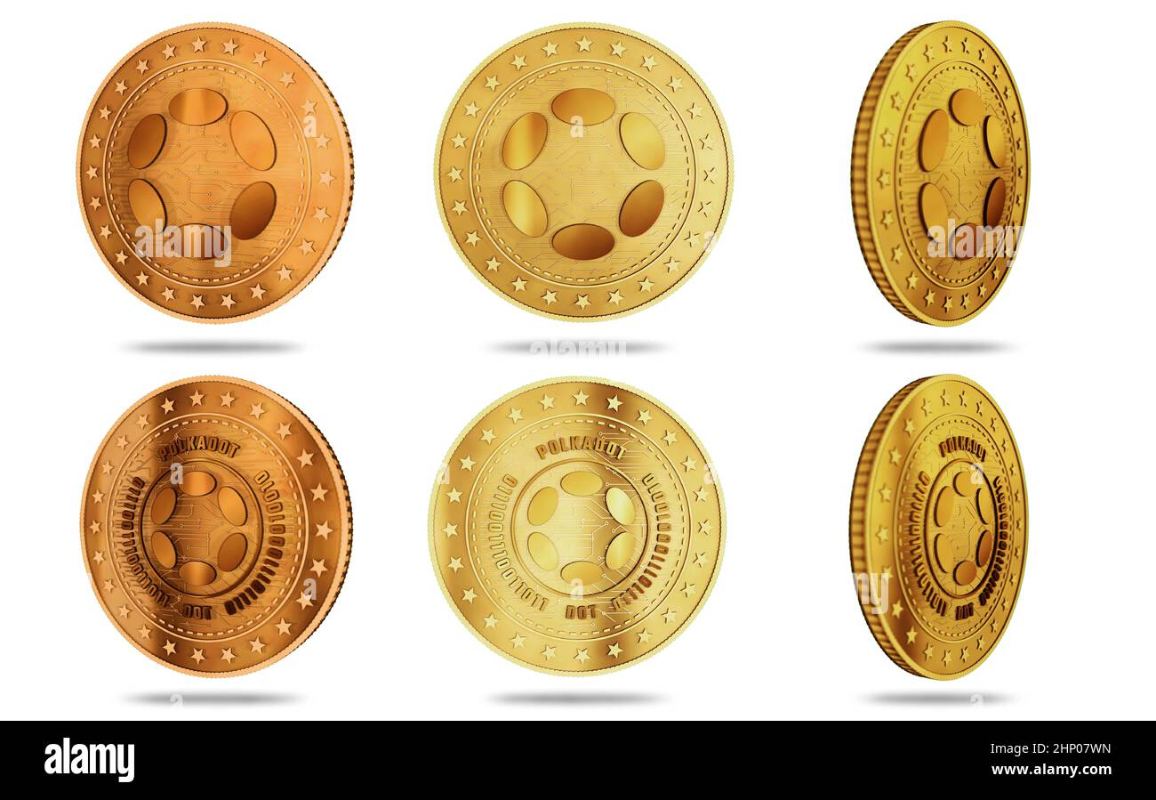 Polkadot cryptocurrency symbol isolated gold coin on green screen  background. Abstract concept 3d illustration Stock Photo - Alamy