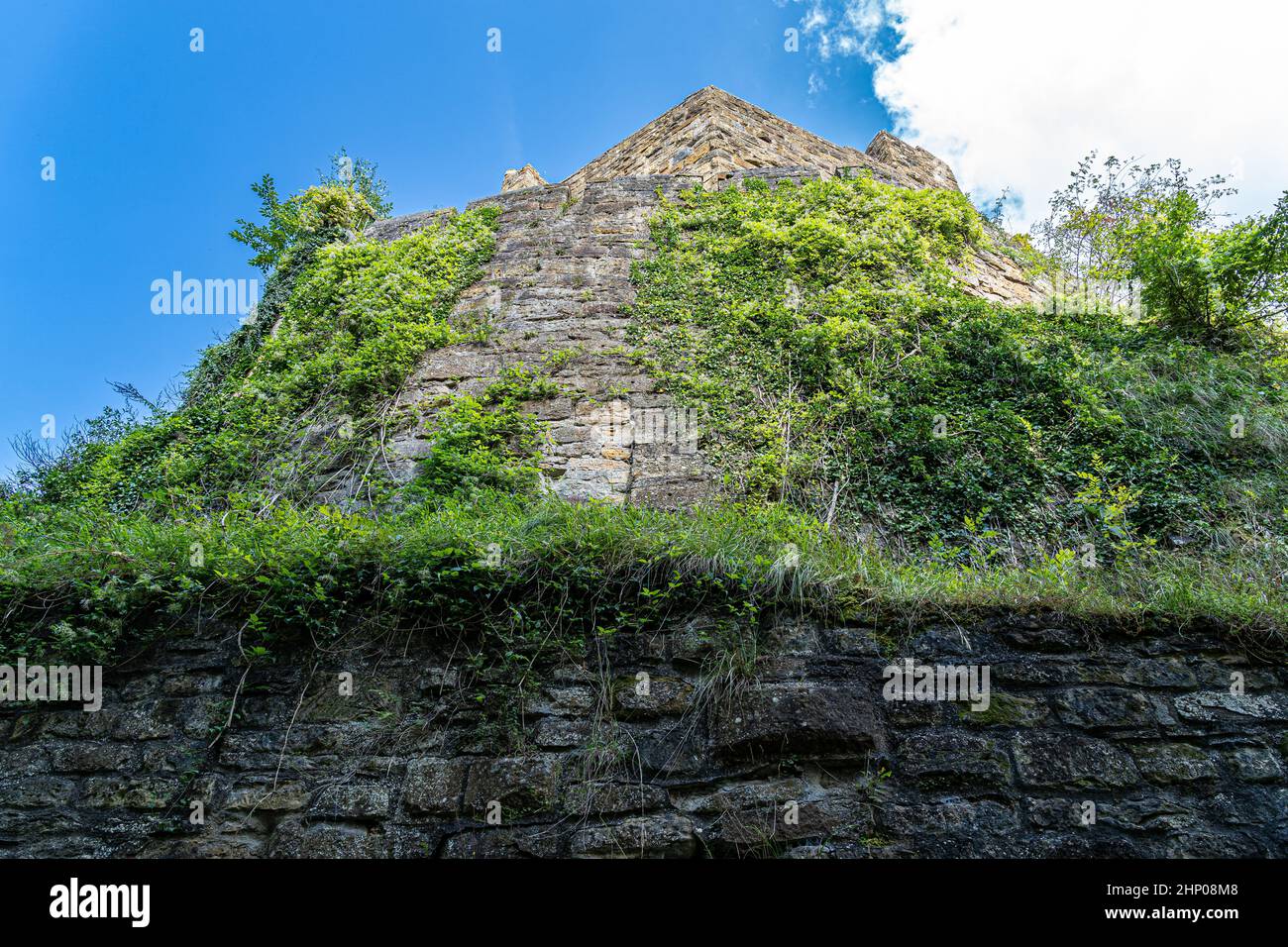 Massive high walls of an old medieval castle Stock Photo Alamy