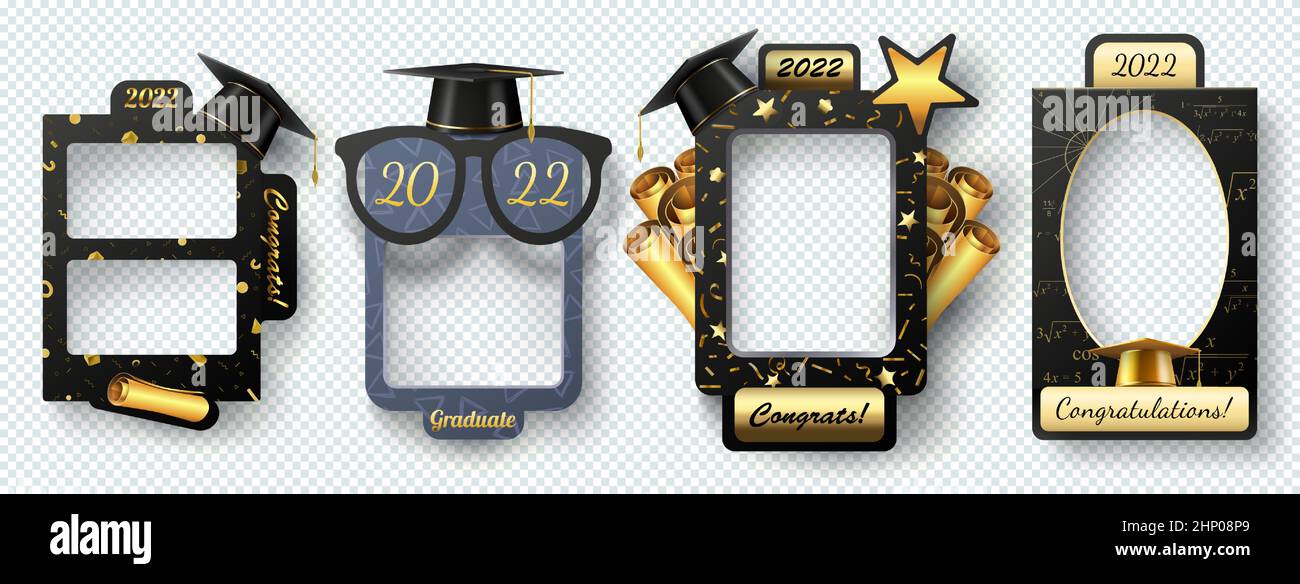 Graduation frames with academic caps, photo booth props. Graduate