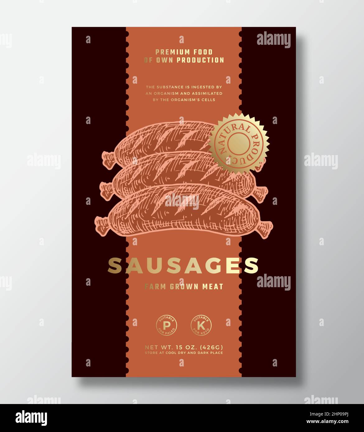 Farm Grown Meat Abstract Vector Packaging Label Design Template. Modern ...