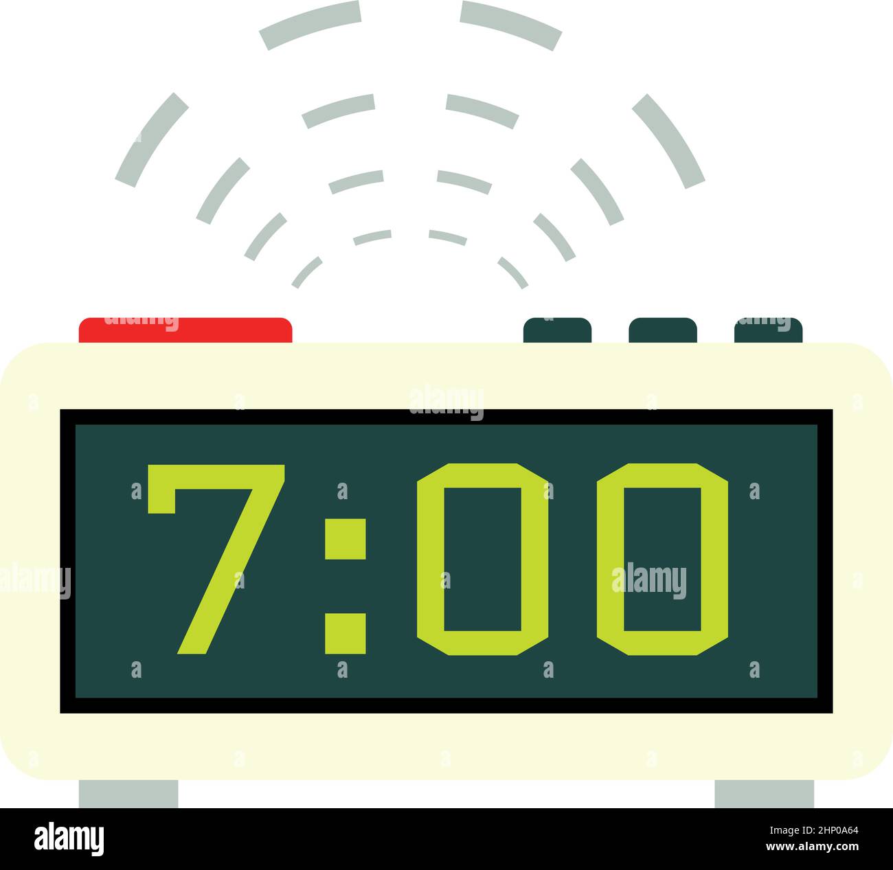 Digital alarm clock icon. Ringing time device with lcd screen Stock