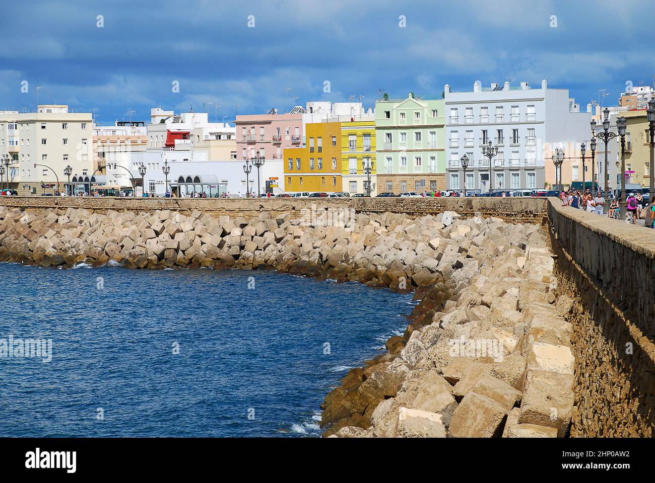 Typical houses at the waterfront in Cadiz, Spain, Avenida Campo del Sur Stock Photo Alamy