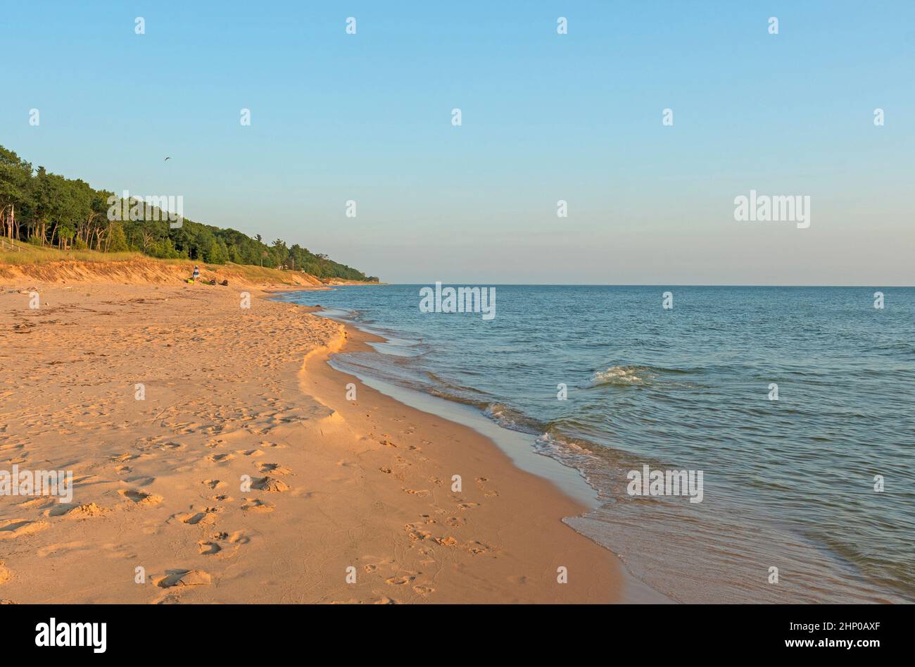 Calm Waters on a Summer Evening on Lake Michigan Near MOontague, Michigan Stock Photo
