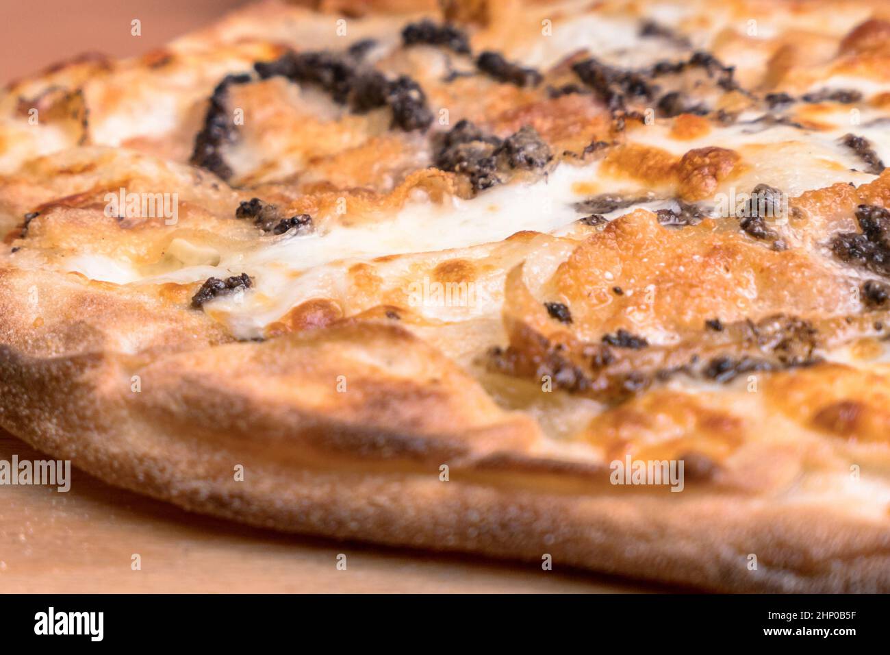 Simple pizza with crunchy crust. Italian pizza. Closeup Stock Photo Alamy