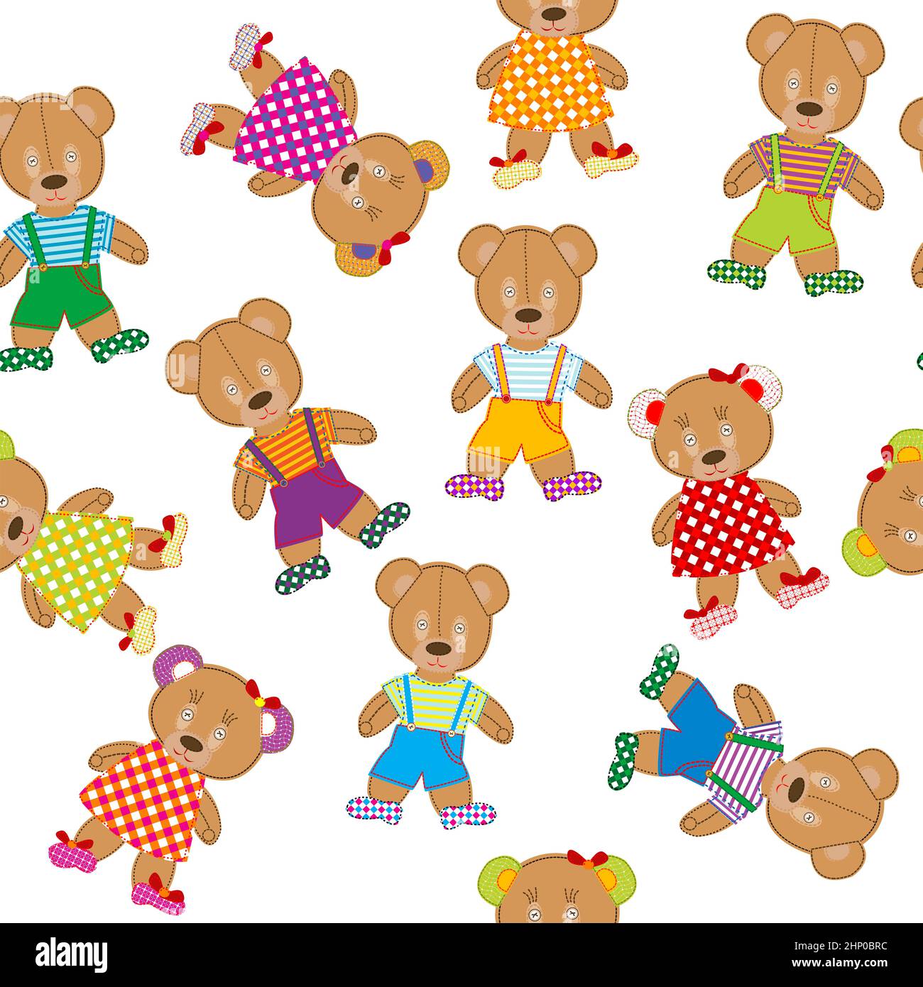 Seamless pattern with teddy bears on white background Stock Photo - Alamy