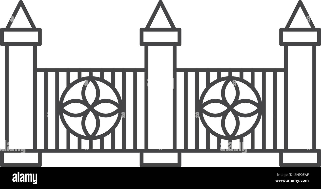 Wrought iron fence icon. Classic ornamental border Stock Vector