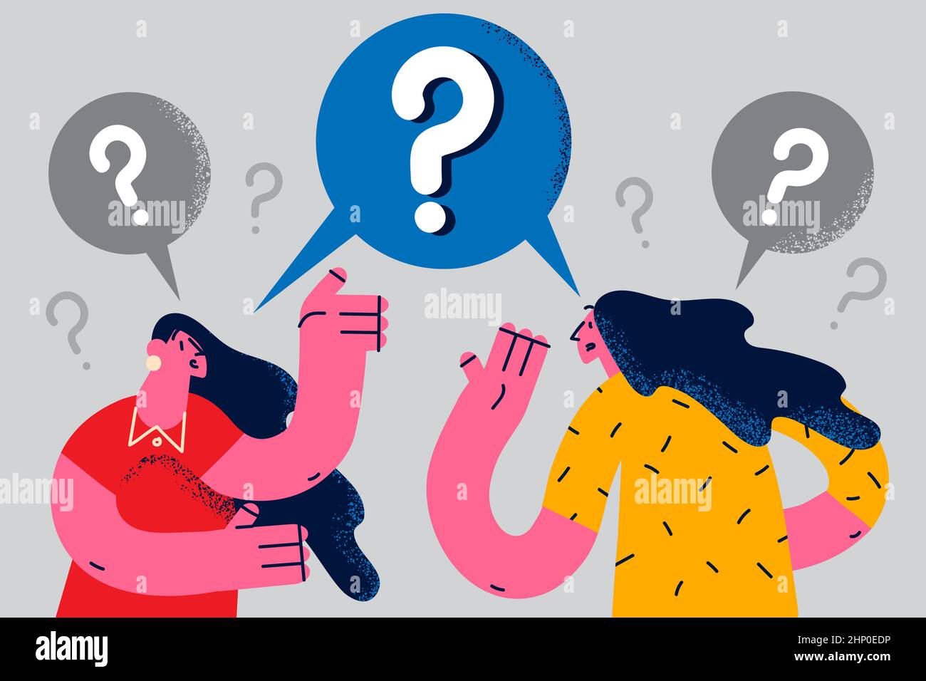 Women friends talk chat feel confused frustrated have misunderstanding ...