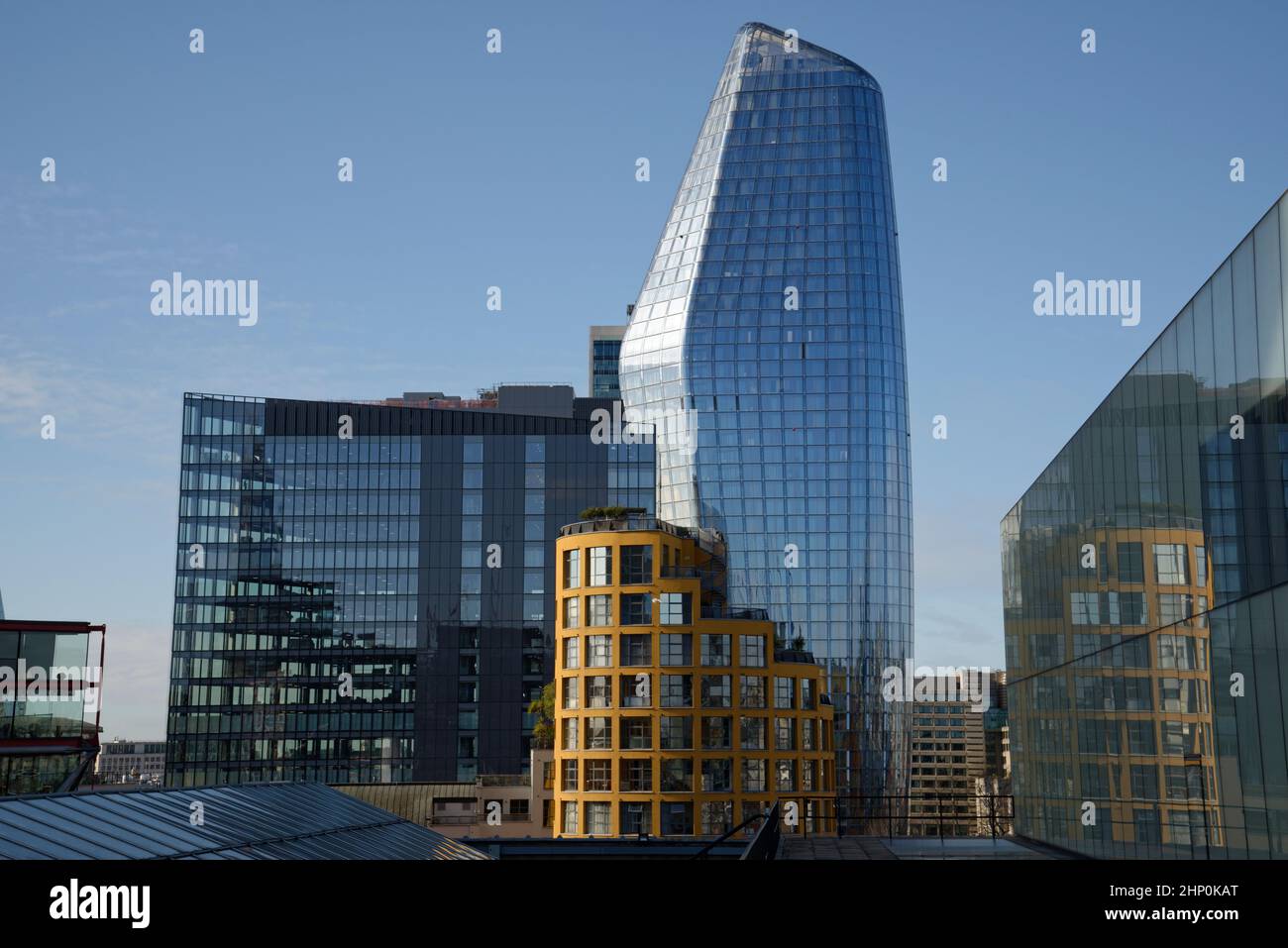 Modern buildings in London, England. Flats and offices. A mix of residential and business property. Stock Photo