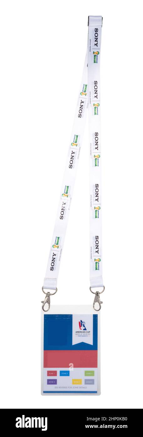 Personal identity lanyard worn around the neck. Security ID. Use at trade shows, conferences and exhibitions. Stock Photo