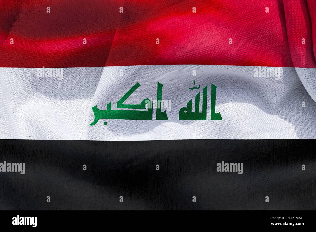 Iraq flag - realistic waving fabric flag Stock Photo