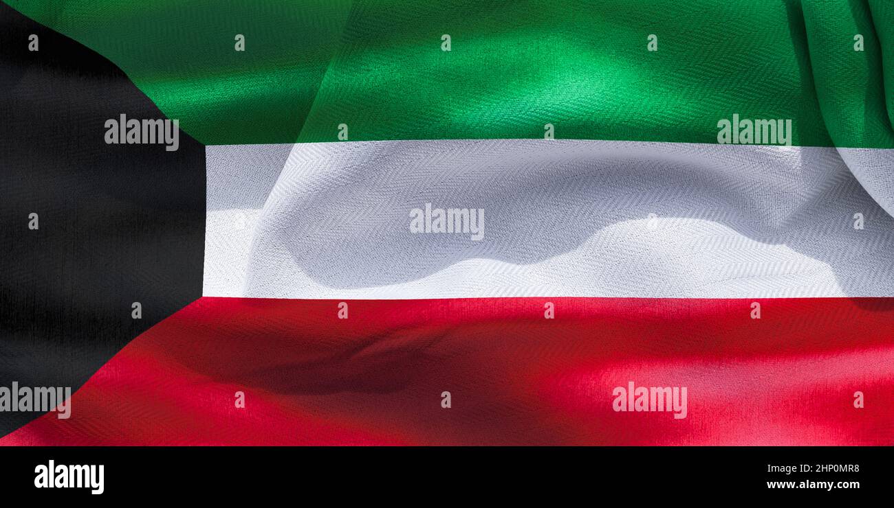 Kuwait flag realistic waving fabric flag Stock Photo Alamy