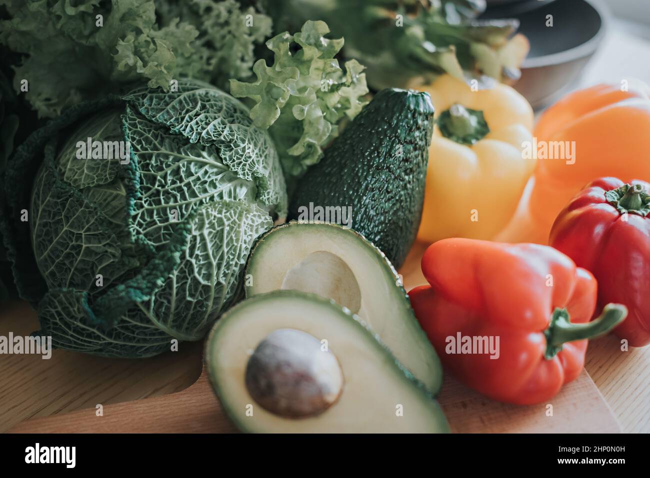 Vegetables are on the table. Vegetarian concept. Healthy food. Stock Photo