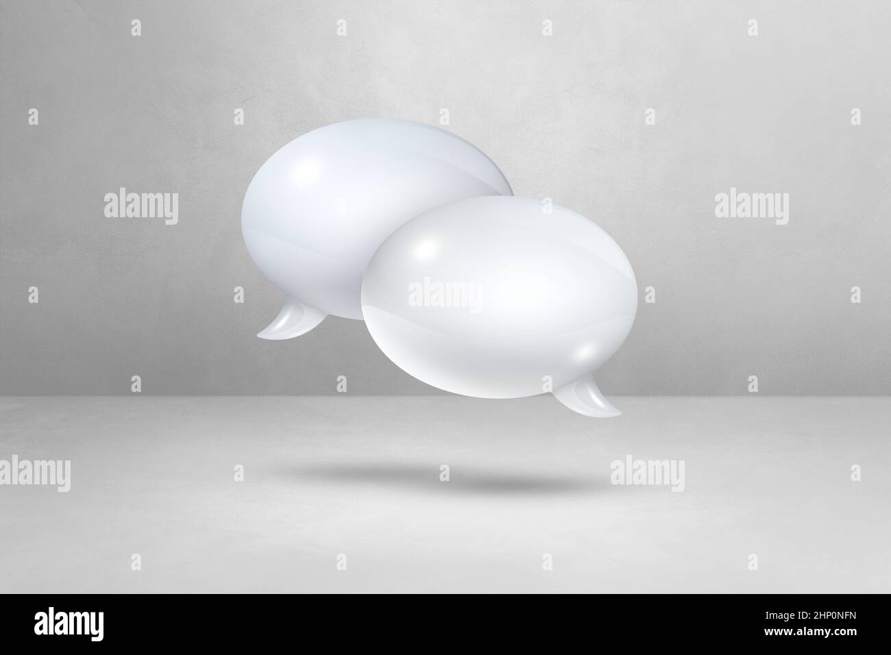 3D white speech bubbles isolated on light grey background Stock Photo ...