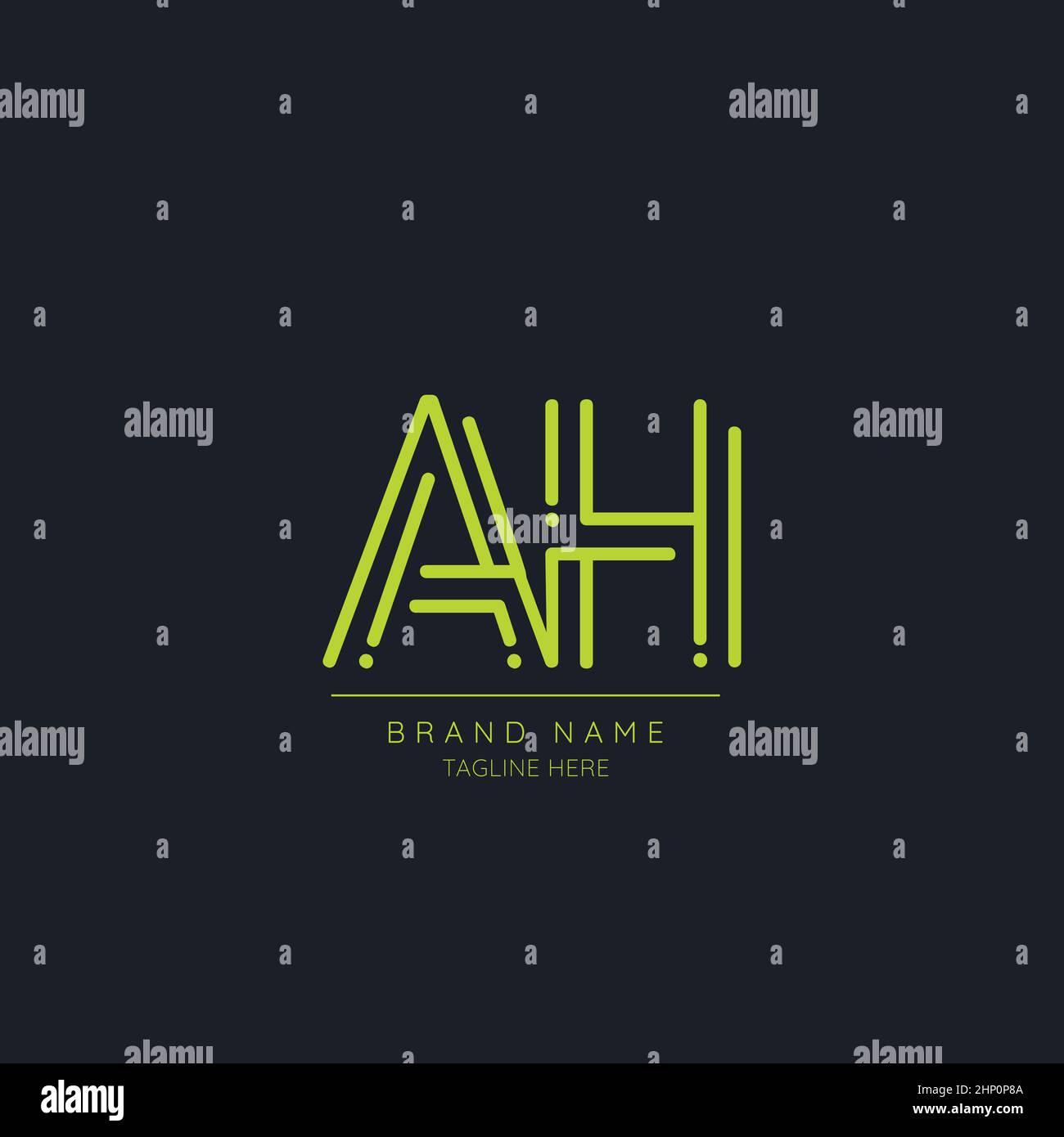 Minimal Initial Alphabet letter Logo icon AH Stock Vector