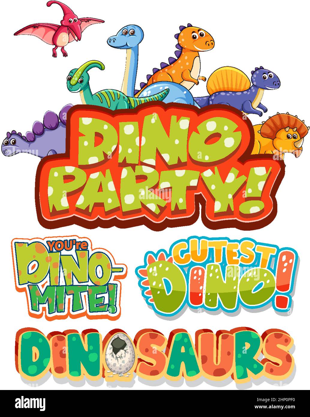 Set of cute dinosaurus cartoon characters illustration Stock Vector ...