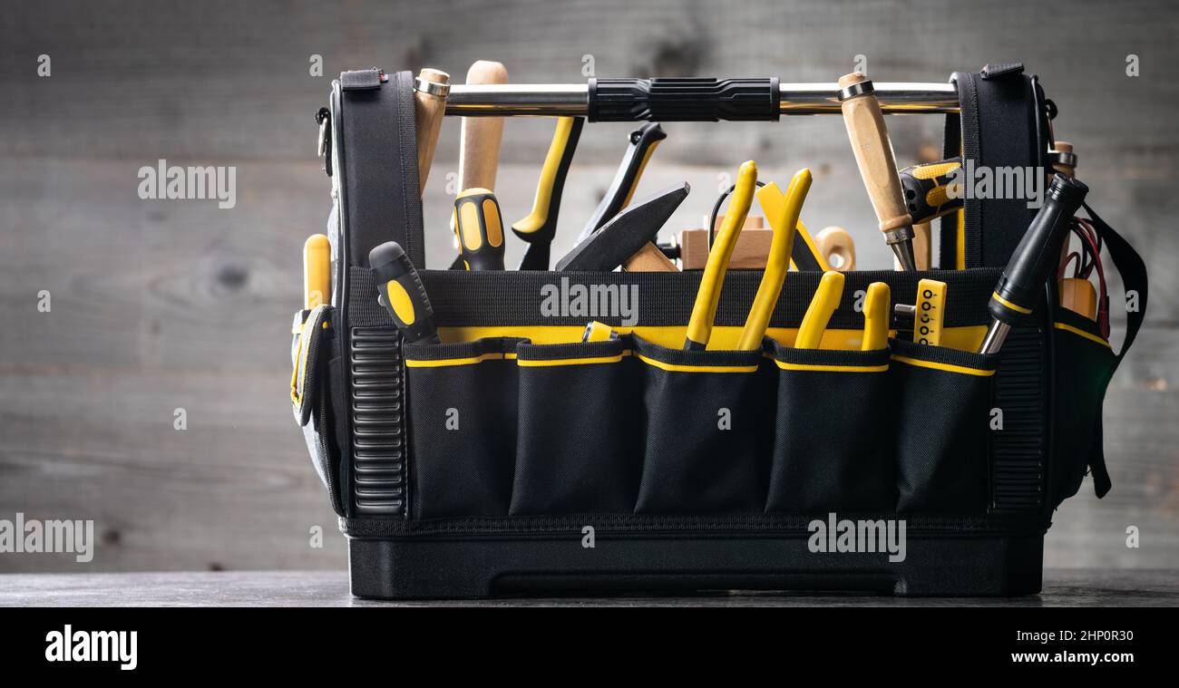 DIY Handyman Toolkit. Carpenter Hardware And Tools Stock Photo Alamy