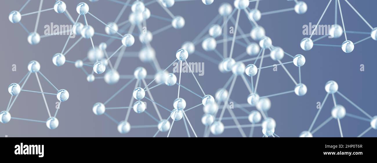 Abstract structure for chemical and biochemistry background.Science and background.3d rendering.Transparent molecule or atom design. Stock Photo