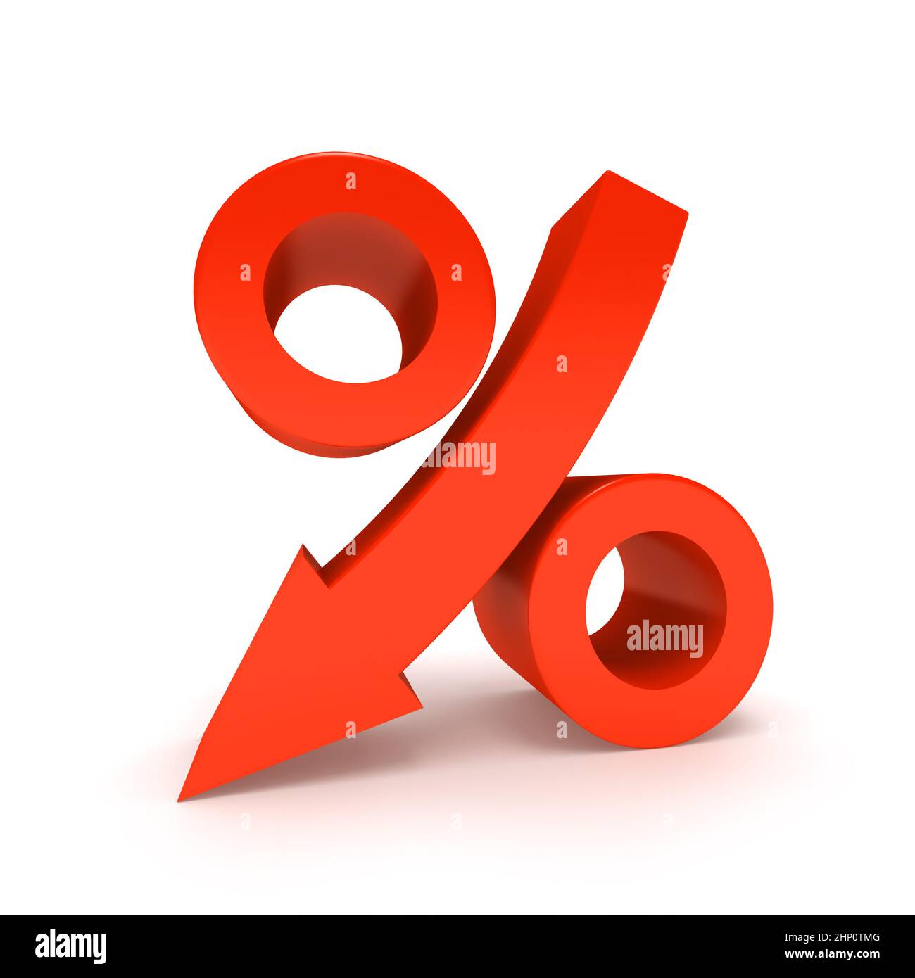 Percentage Sign Moving Down Isolated On White Stock Photo Alamy