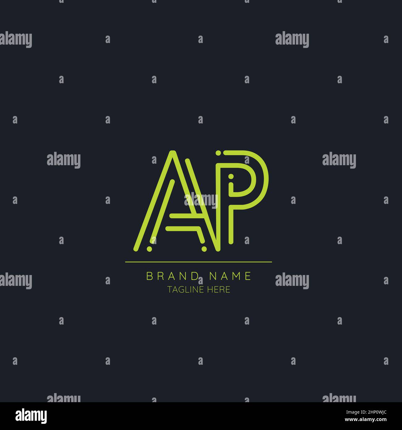 Minimal Initial Alphabet letter Logo icon AP Stock Vector