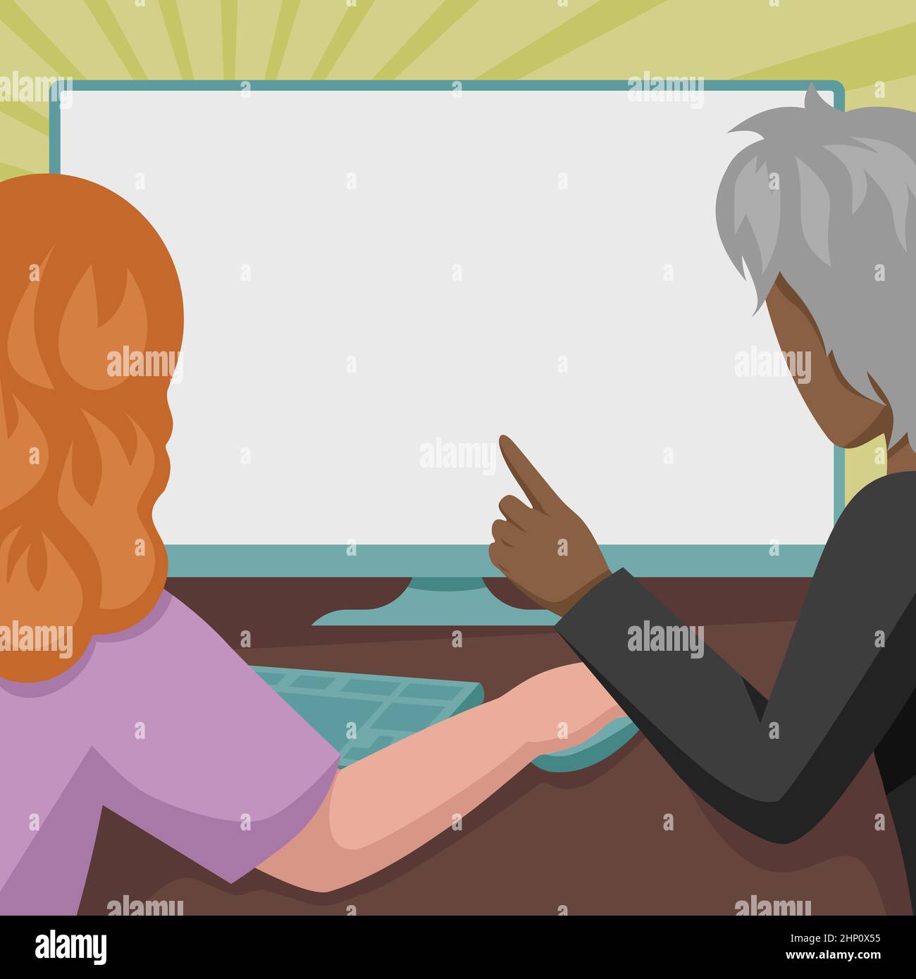 Couple Drawing Using Desktop Computer Accomplishing Their Work Stock ...