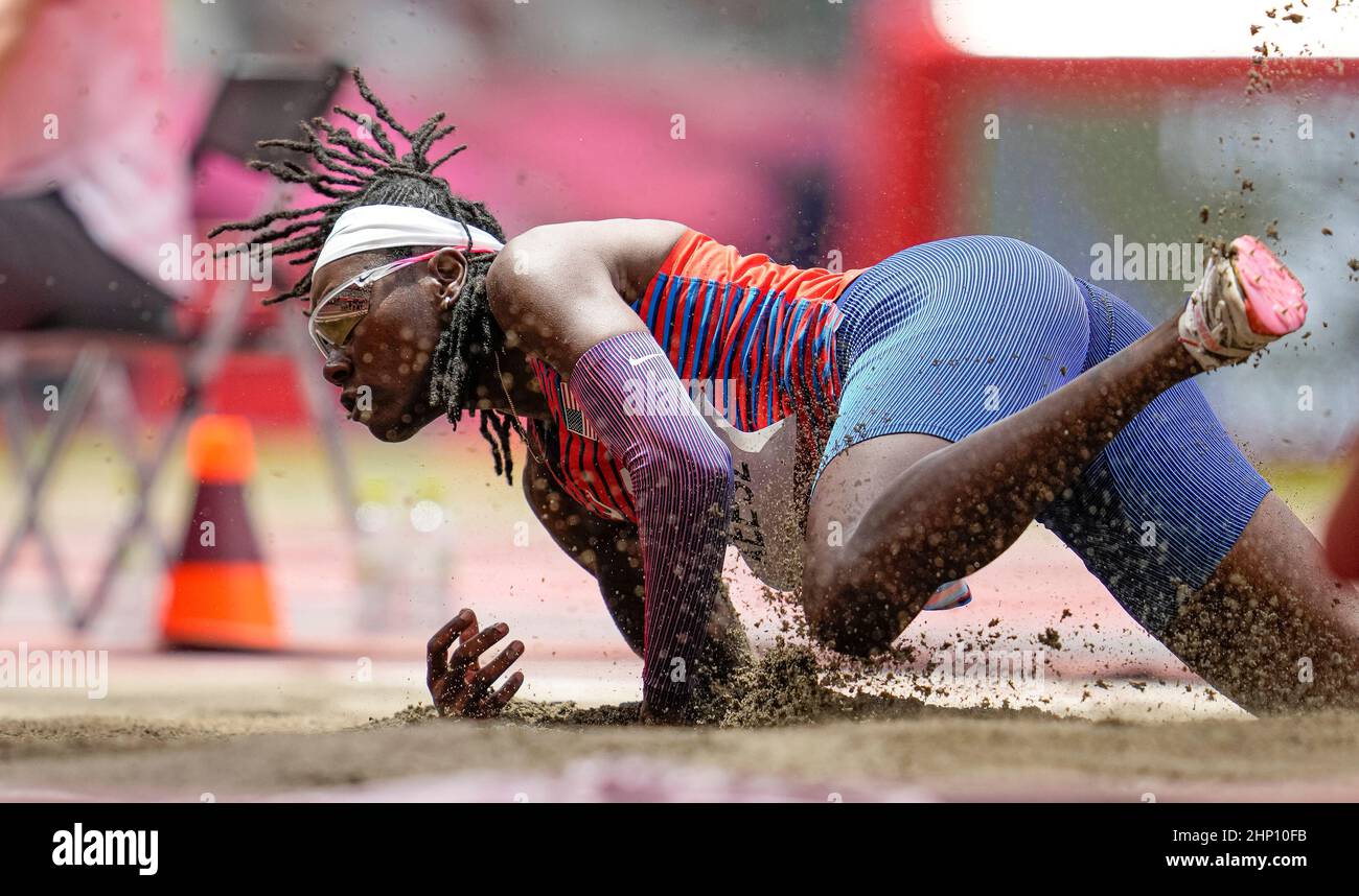 Brittney Reese participating in the Tokyo 2020 Olympic Games in the ...