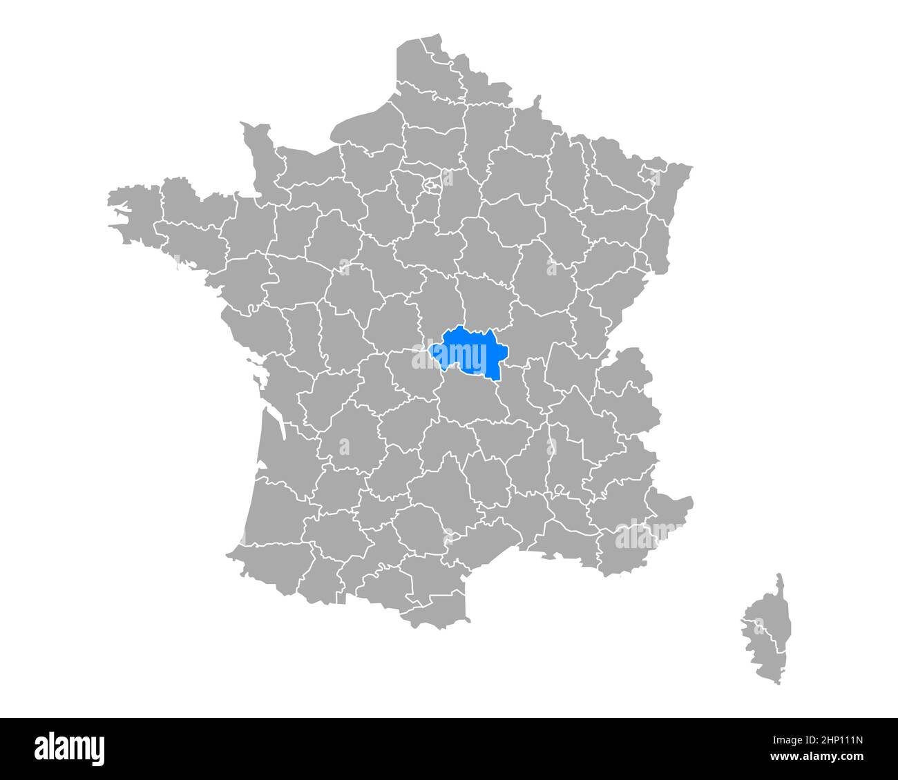 Map of Allier in France Stock Photo