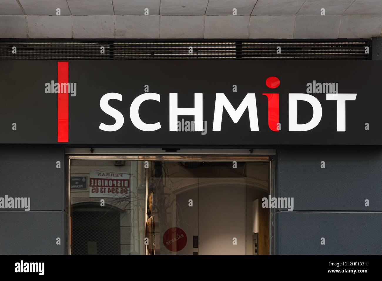 VALENCIA, SPAIN - FEBRUARY 15, 2022: Schmidt is a european company specializing in design of modern kitchen and home interiors Stock Photo