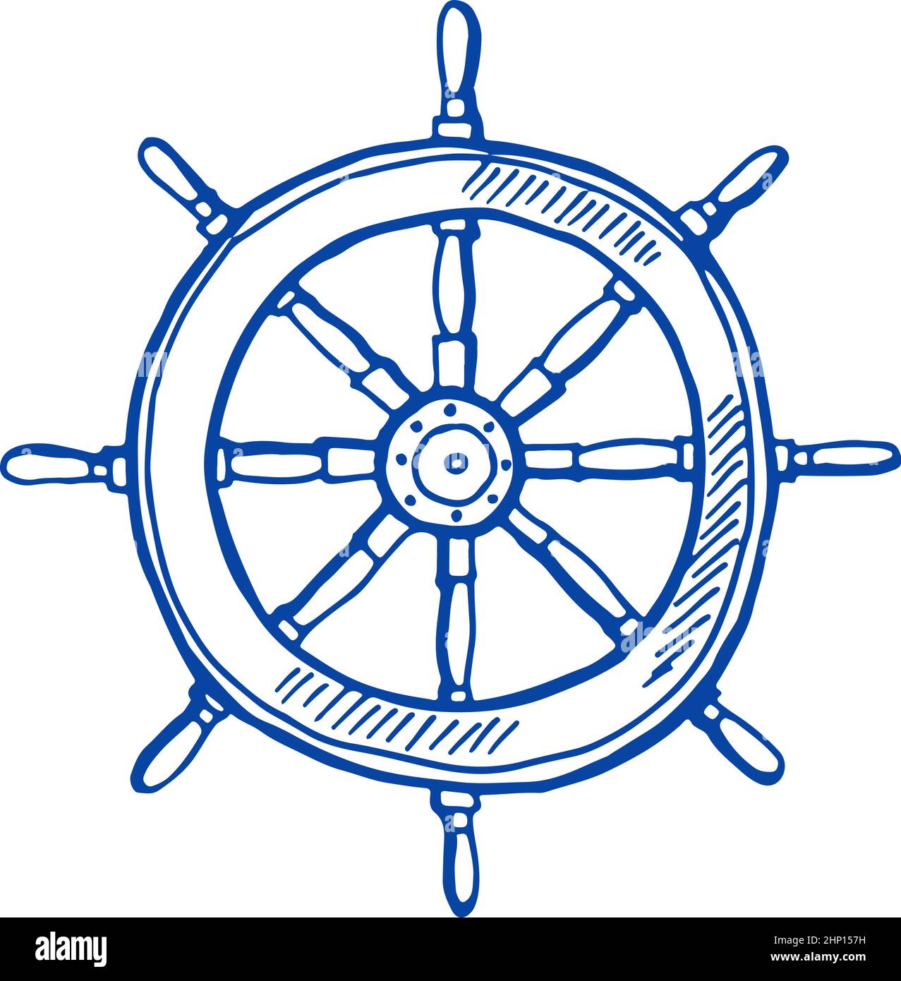 Ship wheel sketch. Boat course steering symbol Stock Vector Image & Art
