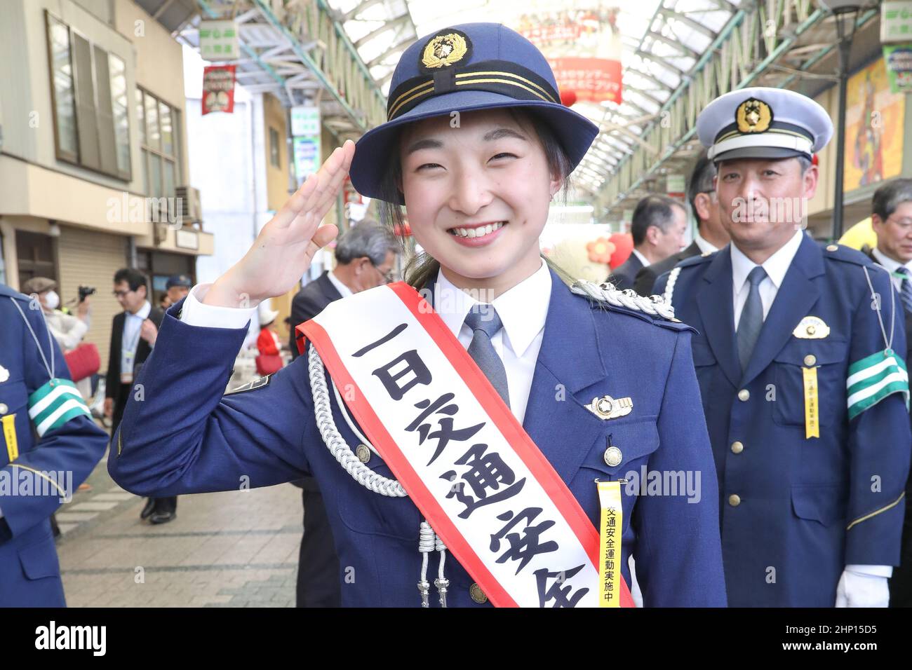 Japanese figure skater, Kaori Sakamoto, became a police chief for a day in  her hometown, Kobe City, Hyogo Prefecture. She will wear a Japanese police  uniform to promote safety. on May 10,