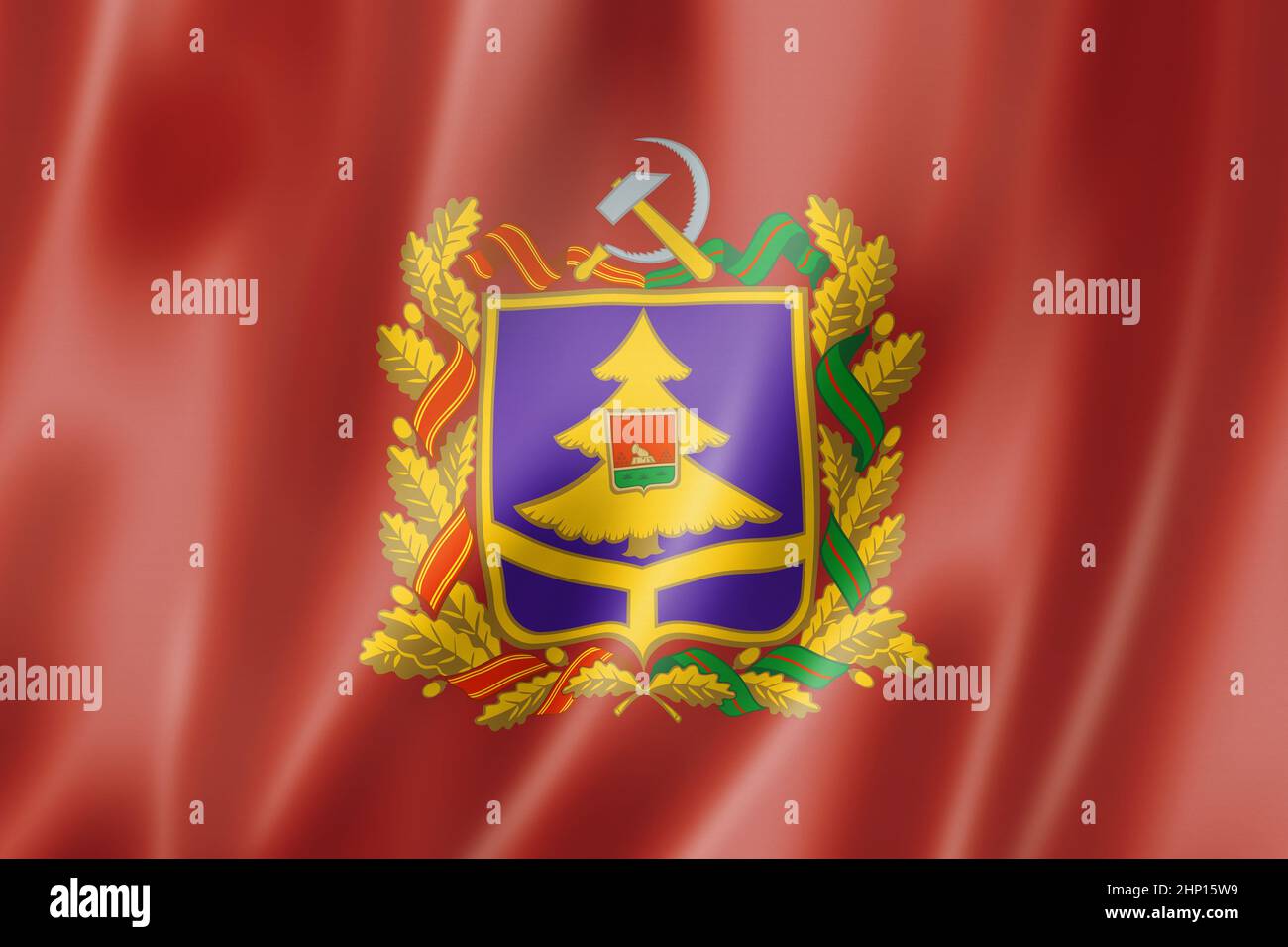 Bryansk state - Oblast - flag, Russia waving banner collection. 3D ...