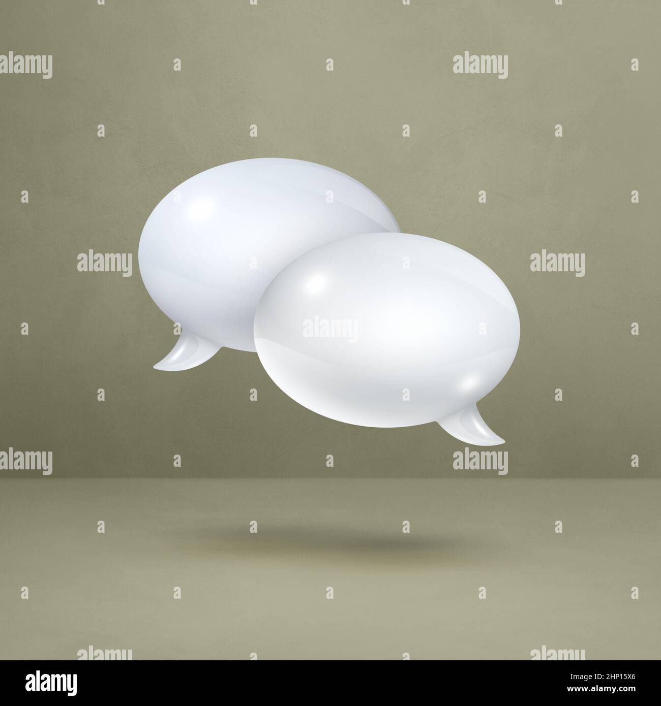 3D white speech bubbles isolated on grey square background Stock Photo ...