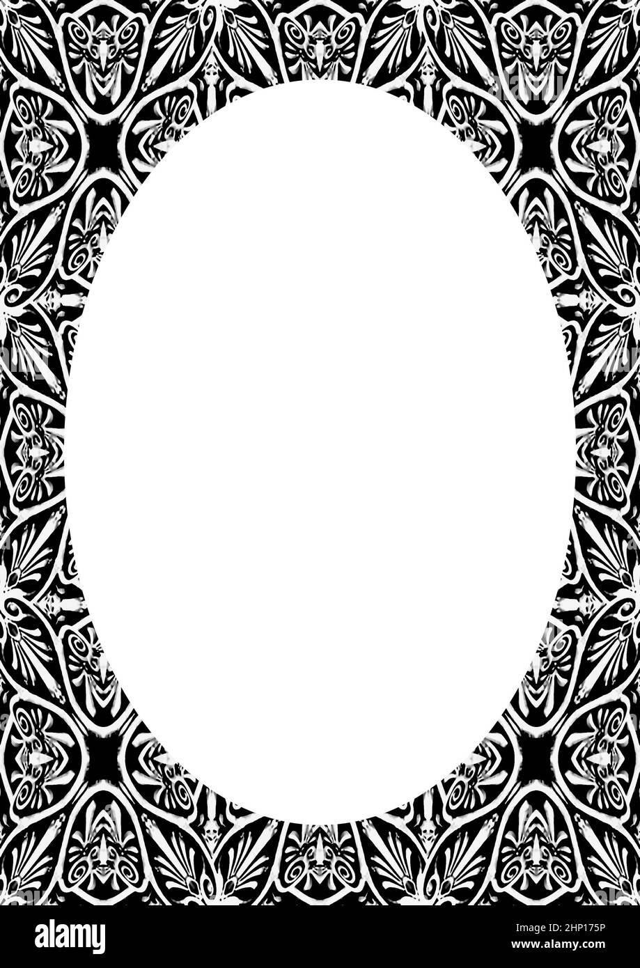 White circle frame background with decorated design borders Stock Photo