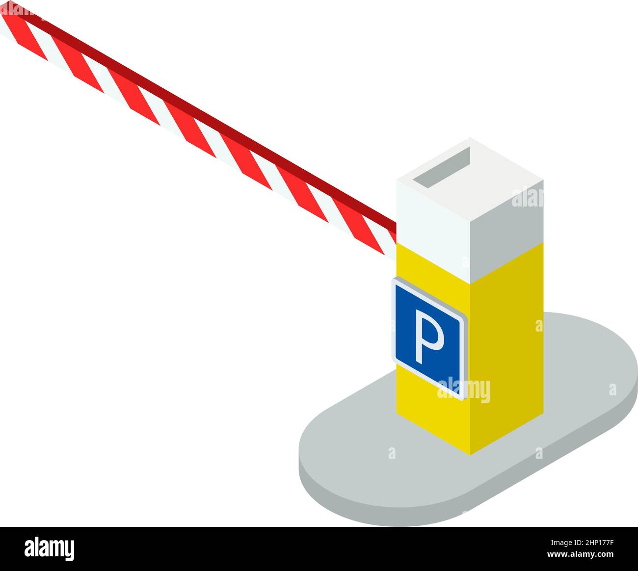 Parking lot control gate. Isometric car barrier Stock Vector