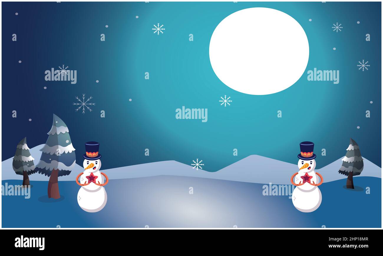 art of two snowman in snow night view Stock Photo - Alamy
