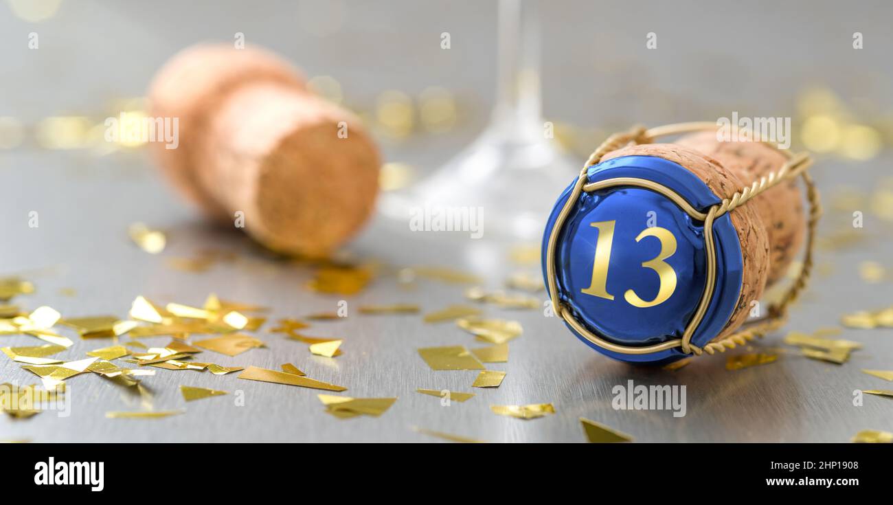 Champagne cap with the Number 13 Stock Photo Alamy